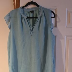 Ann Taylor Factory Blue Relaxed Cap Sleeve Blouse